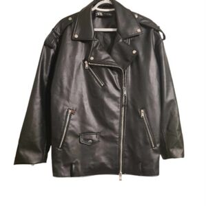 Zara Men's Biker Faux Leather Jacket